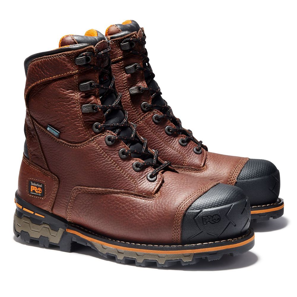 Timberland Mens Work Boots PRO® Boondock 8\" Comp Toe - Brown/Black - India FP1473920